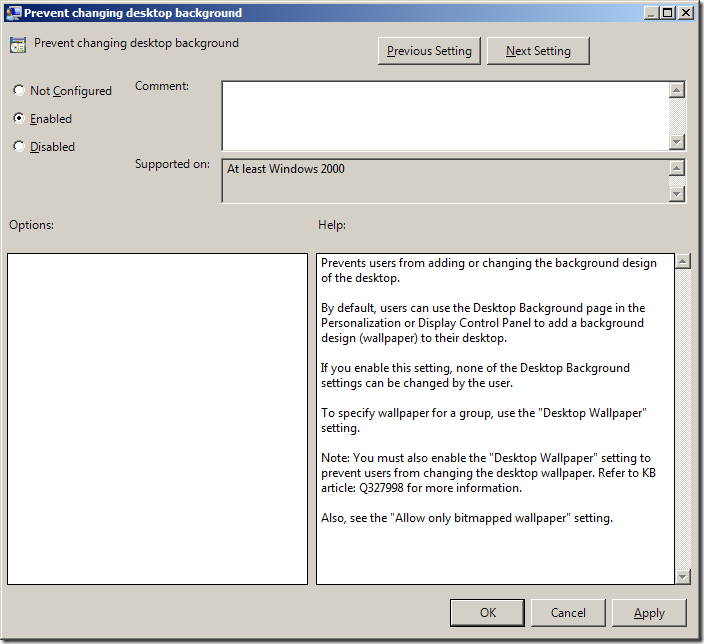 Group Policy setting(s) of the Week 12 — Prevent changing desktop background & Desktop Wallpaper