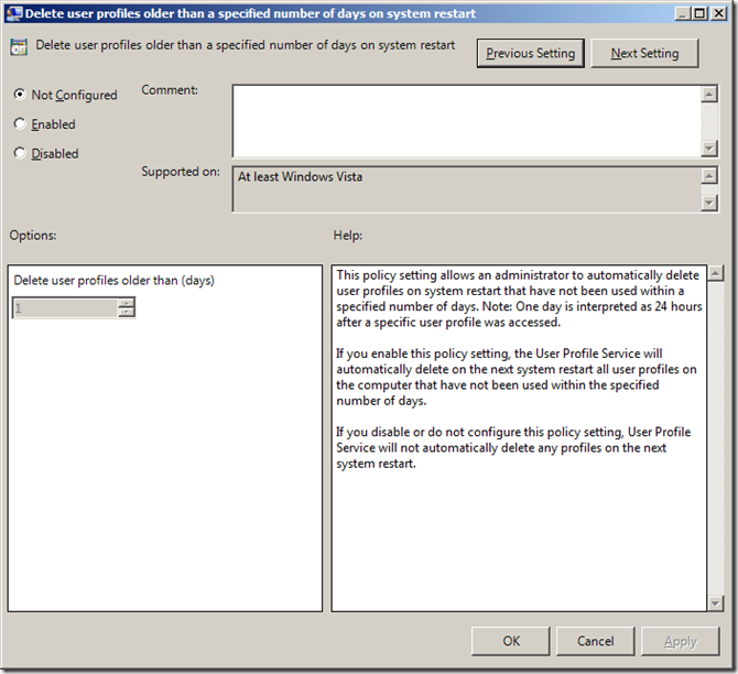 Group Policy Setting of the Week 1 — How to remove old user profiles after X days