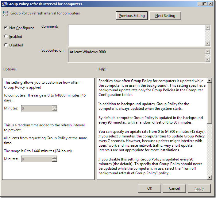Group Policy Setting of the Week 8 — Group Policy refresh interval for computers