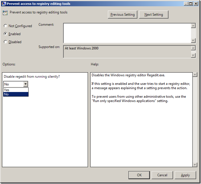 Group Policy Setting of the Week 14 — Prevent access to registry editing tools
