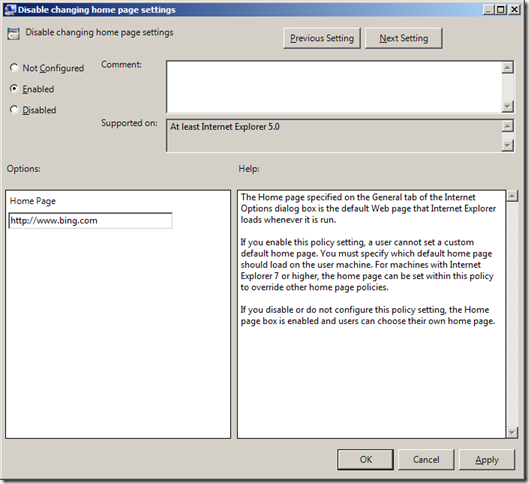 How to use Group Policy to configure home page settings — Part 1