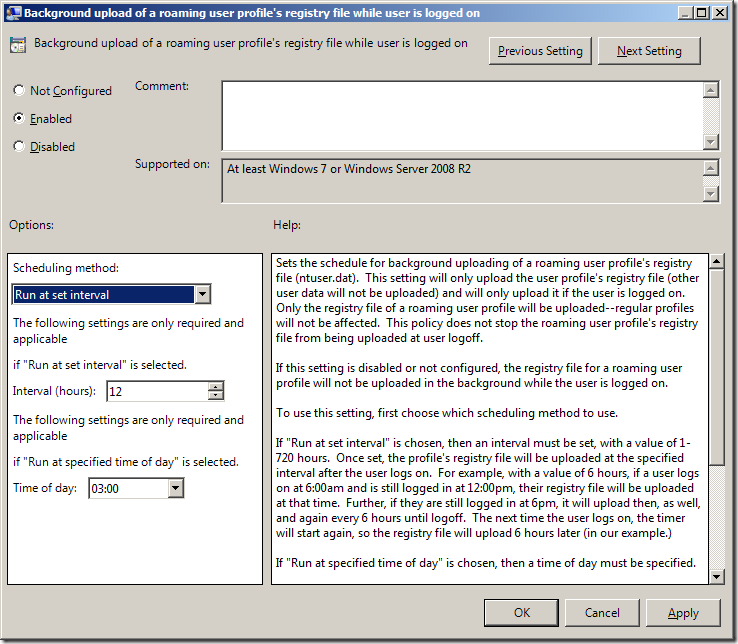 Group Policy Setting of the Week 17 — Background upload of a roaming user profile's registry file while user is logged on