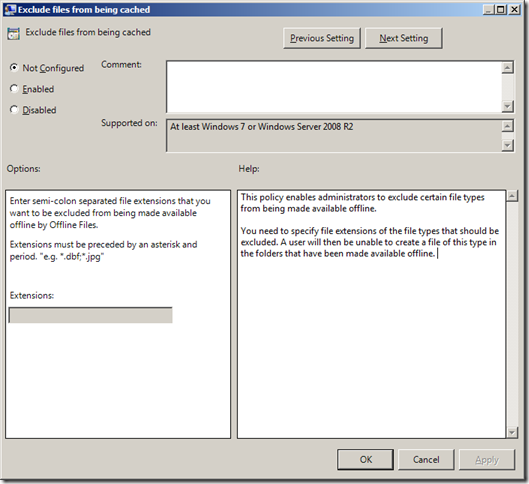 Group Policy Setting of the Week 20 – Exclude File form being cached