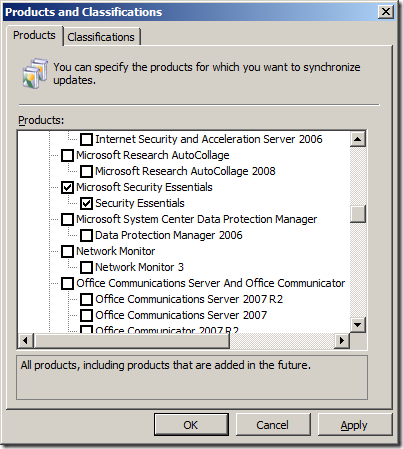 Microsoft Security Essentials definitions now available on WSUS
