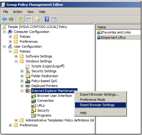 How to remove imported Internet Explorer Group Policy Settings