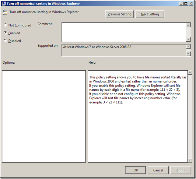 Group Policy Setting of the Week 27 – Turn off numerical sorting in Windows Explorer