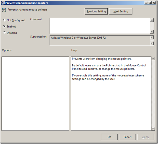 Group Policy Setting of the Week 32 — Prevent changing mouse pointers