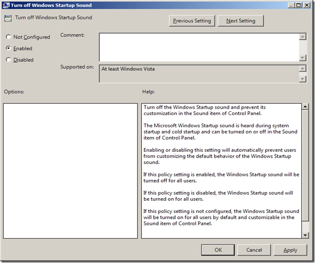 Group Policy Setting of the Week 36 — Turn off Windows Start-up Sound