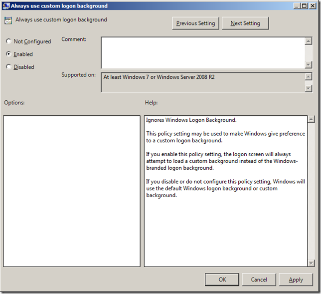 Group Policy Setting of the Week 39 – Always use custom logon background