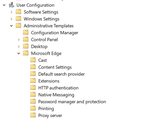 Edge Chromium Group Policy Settings
