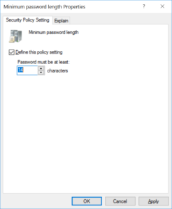 Minimum Password Length Active Directory